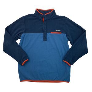 Columbia Fleece Sweater Mens L Large Blue Mountain Side Colorblock 1/2 Zip